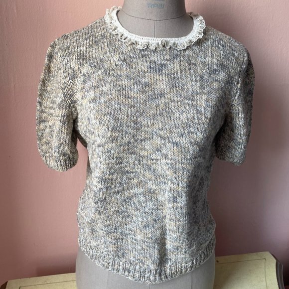 new oatmeal 100% cotton handmade cardigan - Picture 3 of 9